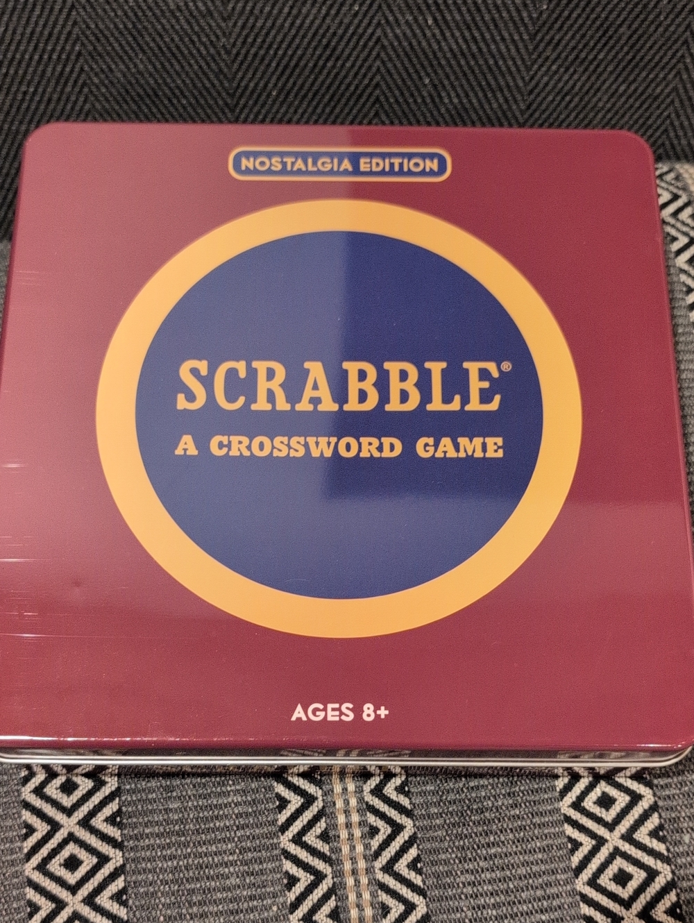 Scrabble Nostalgia Edition Board Game - Burgundy and Blue